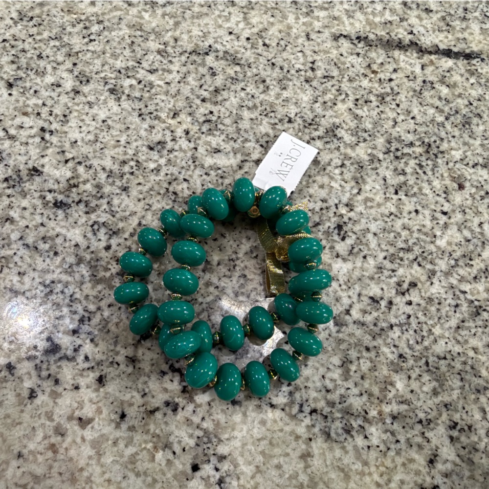 J.Crew Green Beaded Stretch Bracelet NWT Multi-Strand Emerald